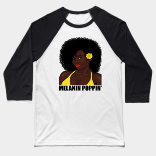 Melanin Poppin Afro Baseball T-Shirt
